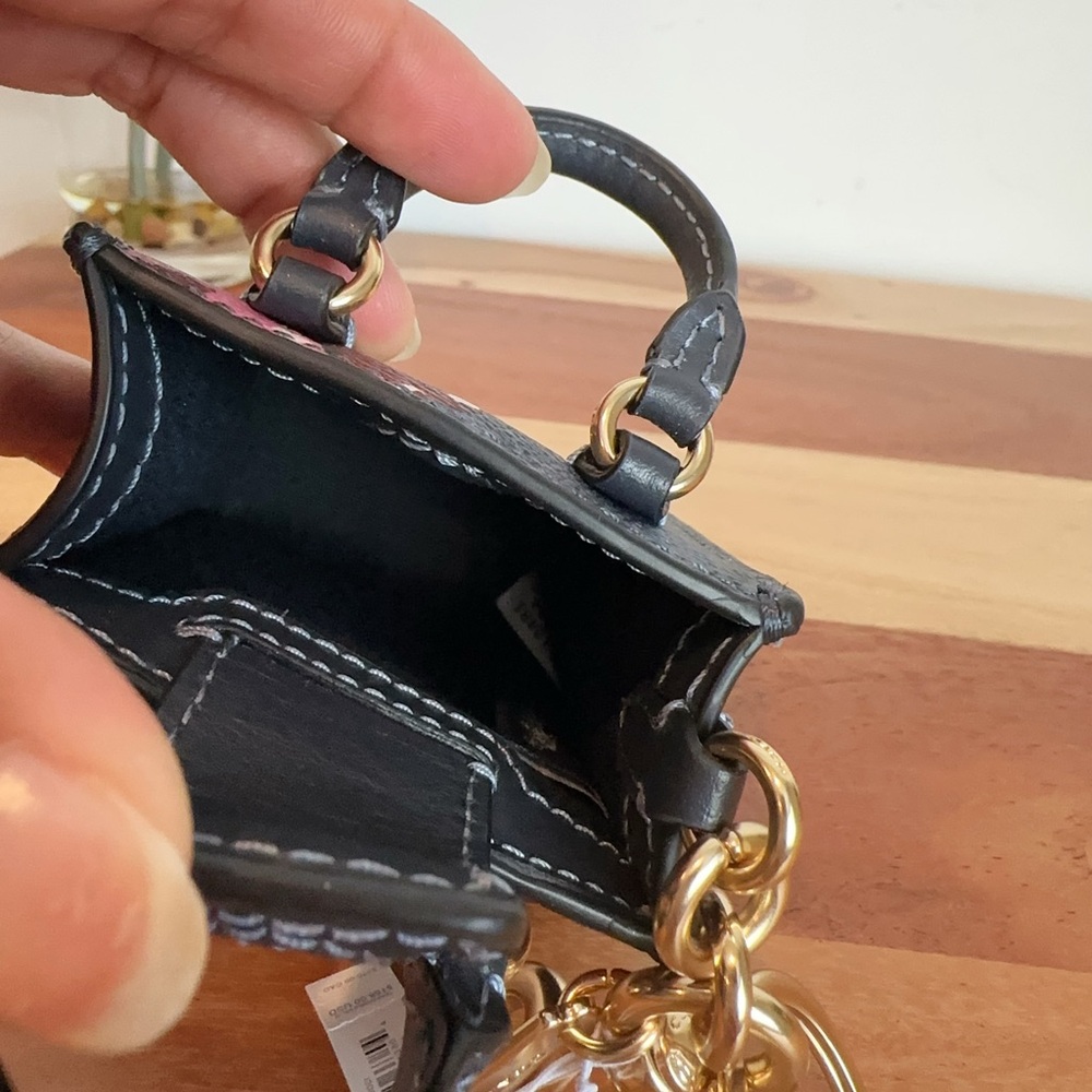 NWT Coach North /South Mini Tote Bag Charm In Signature Canvas With Cherry Print - Picture 5 of 5